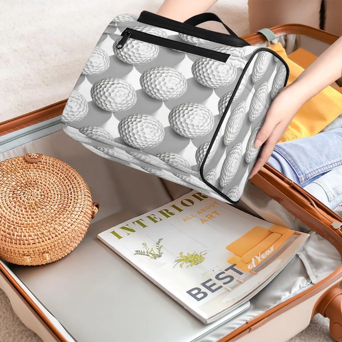 Sports Golf Travel Toiletry Bag for Women Large Capacity Wide-open Makeup Organizer Cosmetic Travel Bags for Toiletries