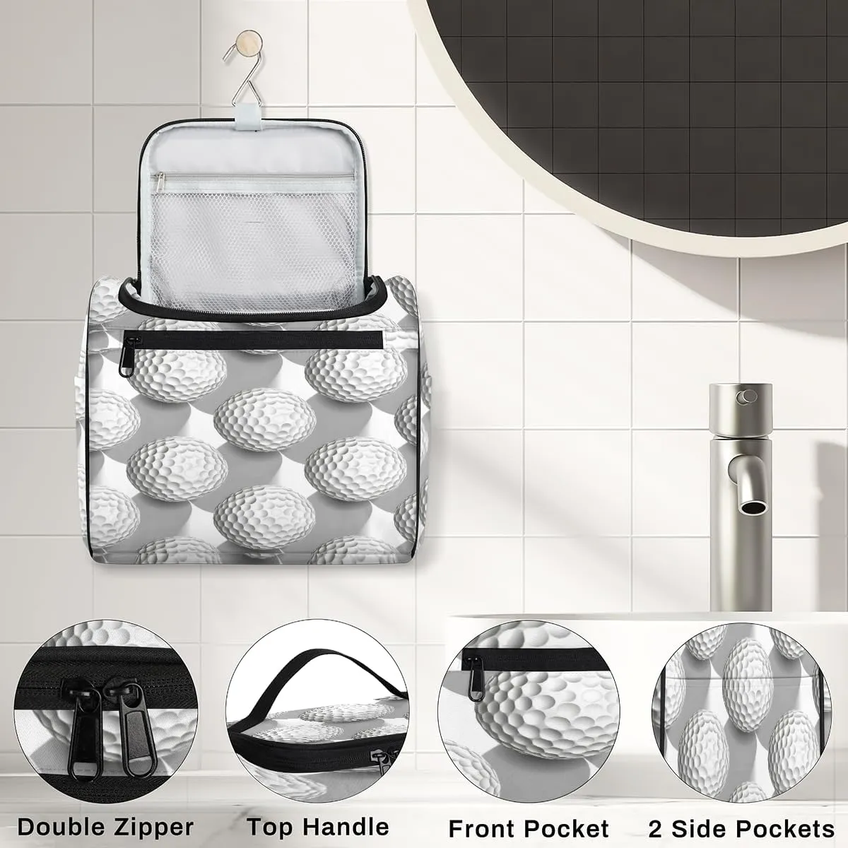 Sports Golf Travel Toiletry Bag for Women Large Capacity Wide-open Makeup Organizer Cosmetic Travel Bags for Toiletries