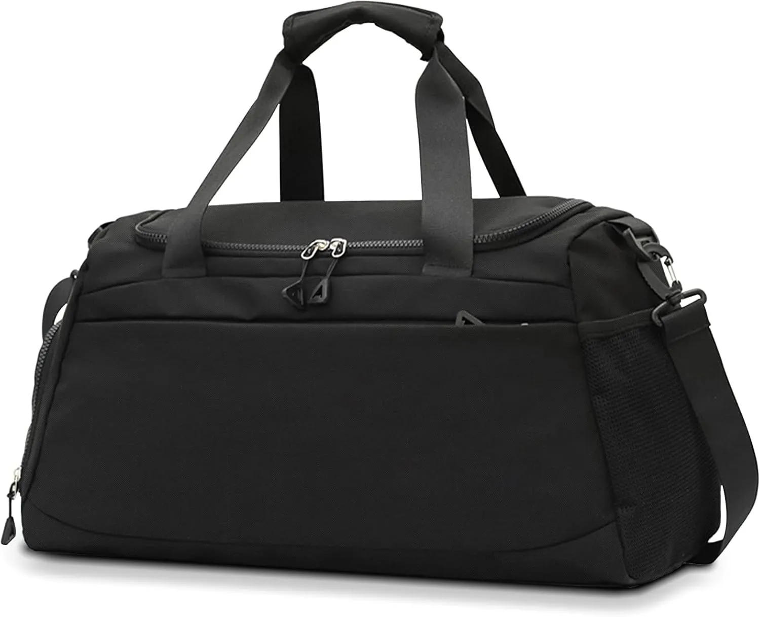 Sports Gym Bag with Wet Pocket & Shoe Compartment, Waterproof Travel Duffel Bags for Women Men, Weekender Carry on Overnight Tote Workout Bag for Yoga Swimming Hospital (Black)