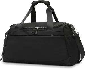 Sports Gym Bag with Wet Pocket & Shoe Compartment, Waterproof Travel Duffel Bags for Women Men, Weekender Carry on Overnight Tote Workout Bag for Yoga Swimming Hospital (Black)