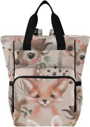 SPRIPORT Woodland Animals Diaper Bag Backpack for Baby Boys Girls Baby Essentials Travel Tote with Stroller Straps & Bottle Storage Large Travel Diaper Backpack for Moms Hiking Shopping Traveling