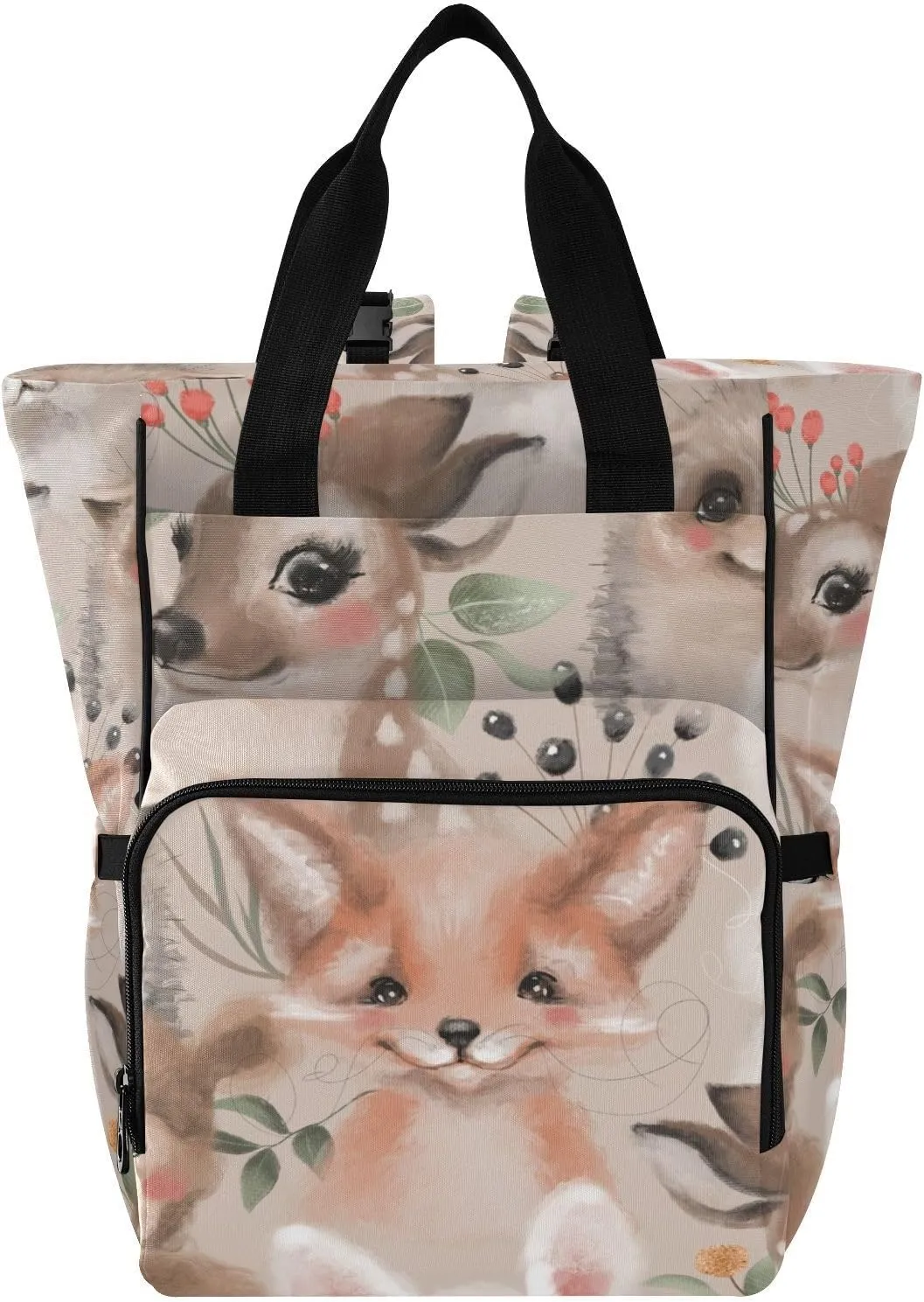 SPRIPORT Woodland Animals Diaper Bag Backpack for Baby Boys Girls Baby Essentials Travel Tote with Stroller Straps & Bottle Storage Large Travel Diaper Backpack for Moms Hiking Shopping Traveling