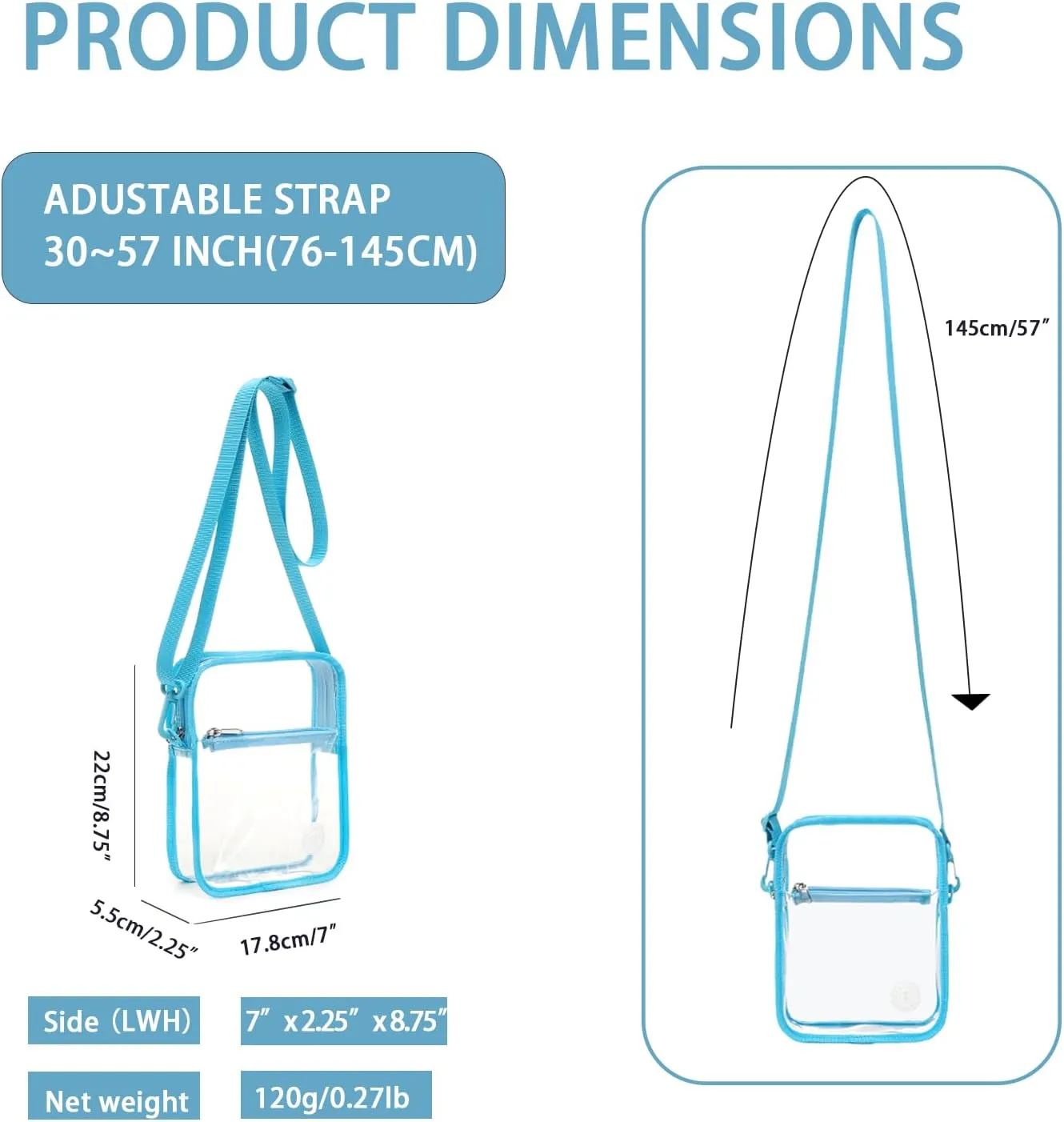 Stadium Event Clear Bag Women's Clear Bag Purse Crossbody Bag Stadium Approved with Front Pocket for Concerts