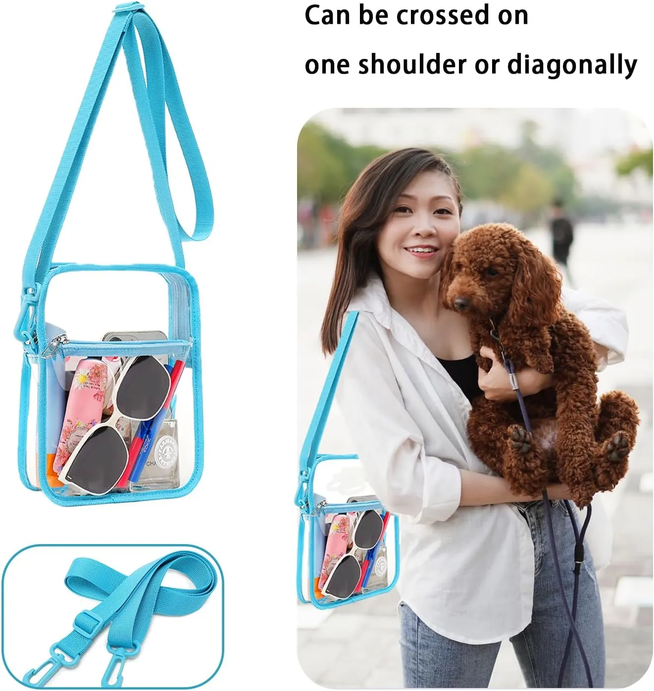 Stadium Event Clear Bag Women's Clear Bag Purse Crossbody Bag Stadium Approved with Front Pocket for Concerts