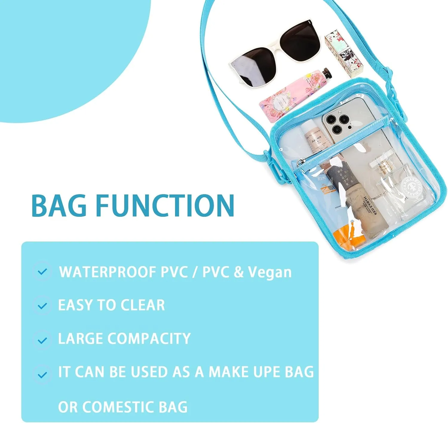 Stadium Event Clear Bag Women's Clear Bag Purse Crossbody Bag Stadium Approved with Front Pocket for Concerts