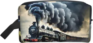 Steam Train Clouds Print Large Capacity Zippered Storage Bag Travel Cosmetic Organizer for Toiletries Makeup