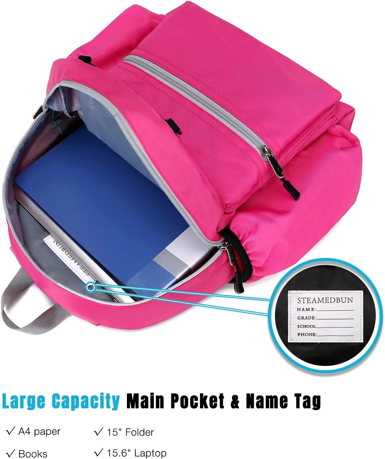 STEAMEDBUN Kids Backpack for Girls 4-6: Girls Backpacks for Elementary - 15 inch Backpack for Kindergarten