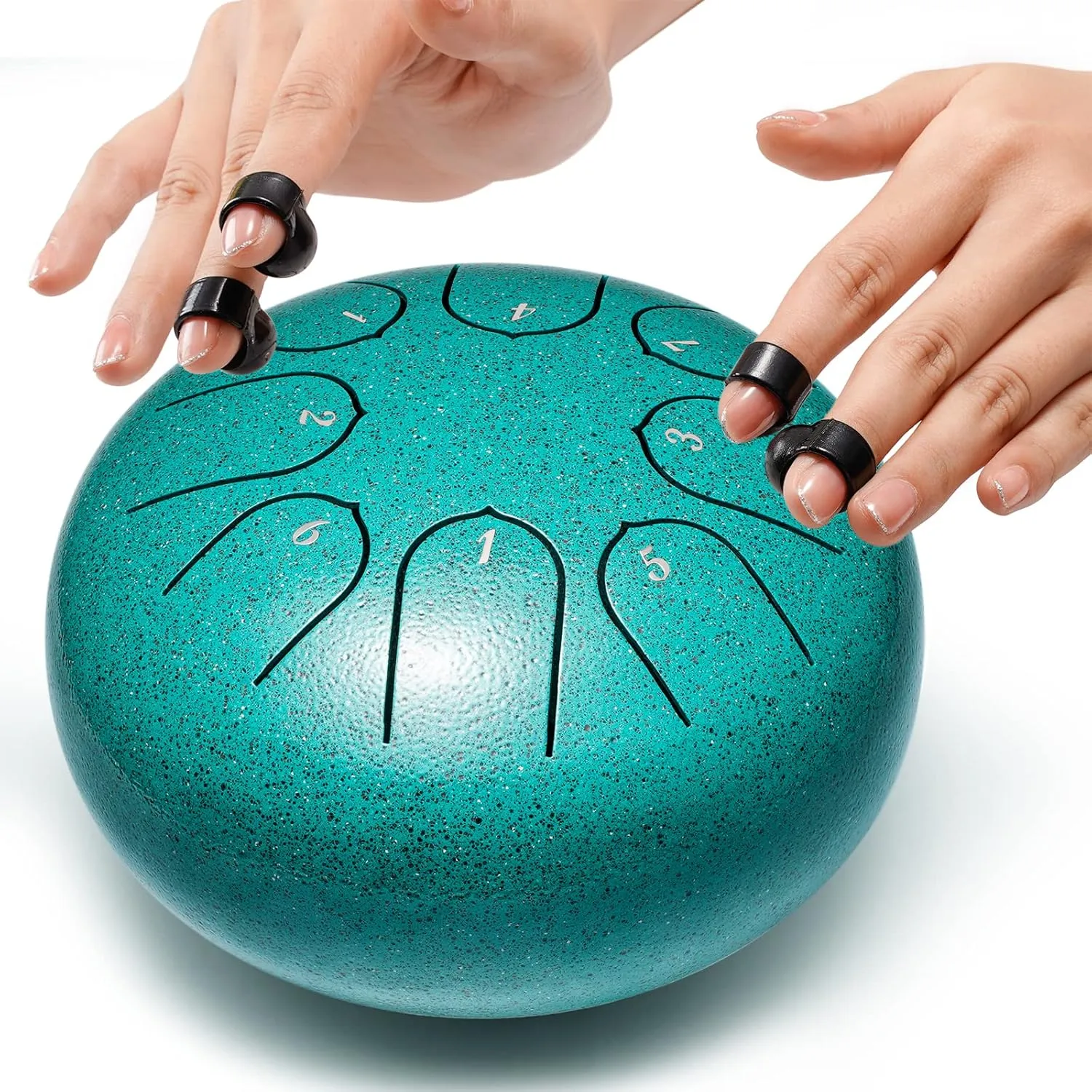 Steel Tongue Drum, 6 Inch 8 Notes Musical Instruments, Rain Drum for Outside Garden, Music Gifts for Family Friends (Malachite)
