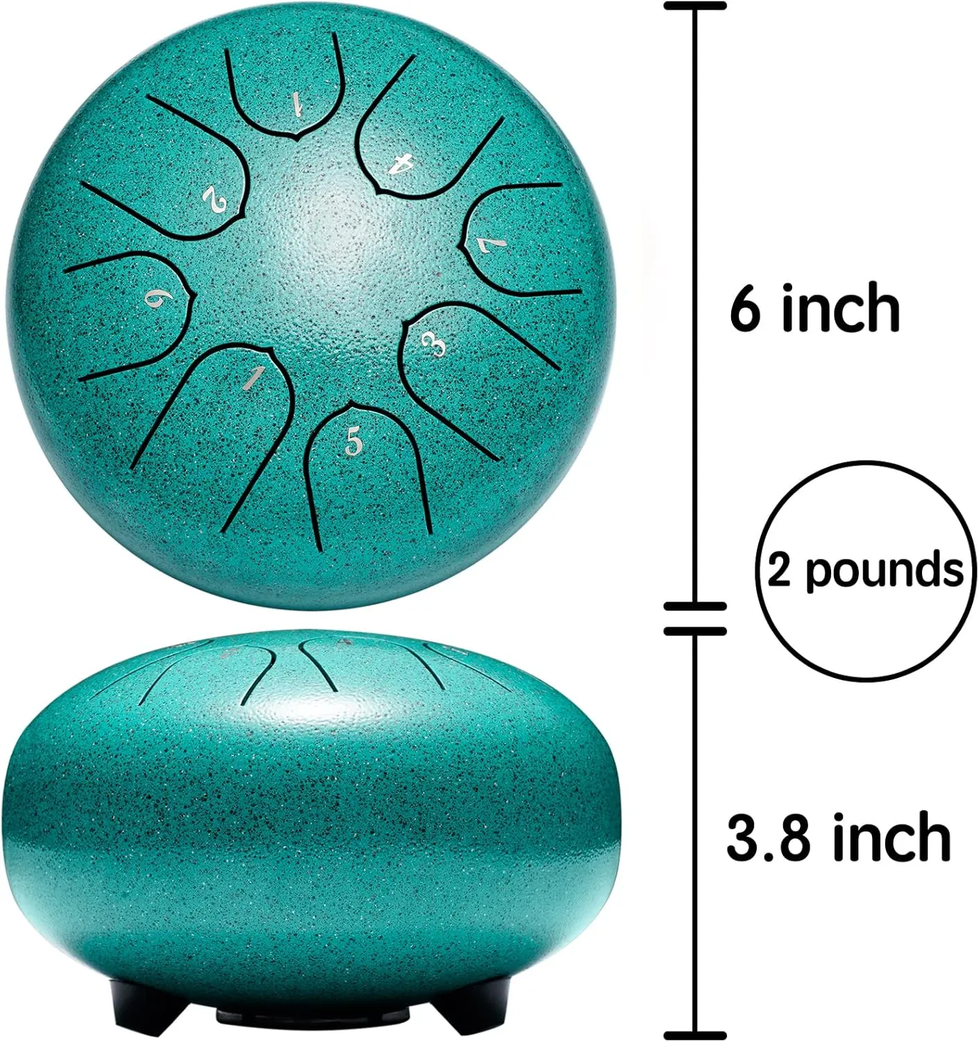 Steel Tongue Drum, 6 Inch 8 Notes Musical Instruments, Rain Drum for Outside Garden, Music Gifts for Family Friends (Malachite)