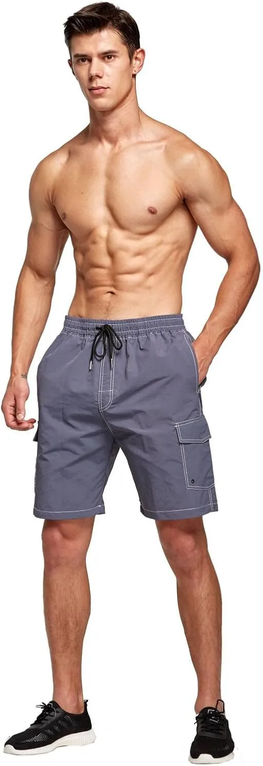 STICKON Mens Swim Trunks Quick Dry Summer Beach Shorts Board Shorts with Pockets