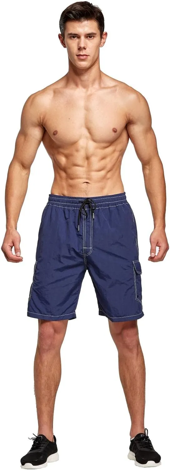 STICKON Mens Swim Trunks Quick Dry Summer Beach Shorts Board Shorts with Pockets