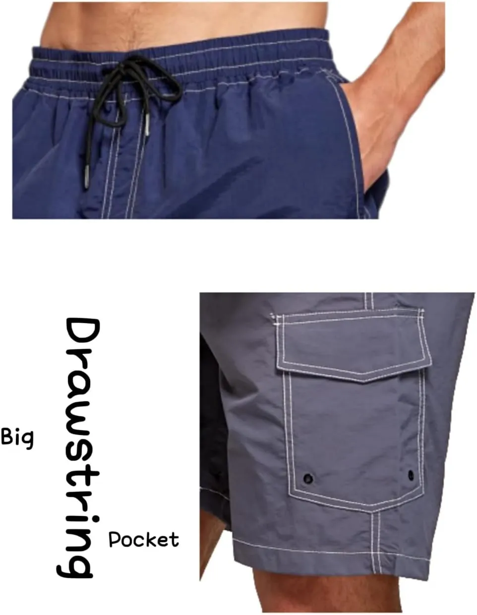 STICKON Mens Swim Trunks Quick Dry Summer Beach Shorts Board Shorts with Pockets