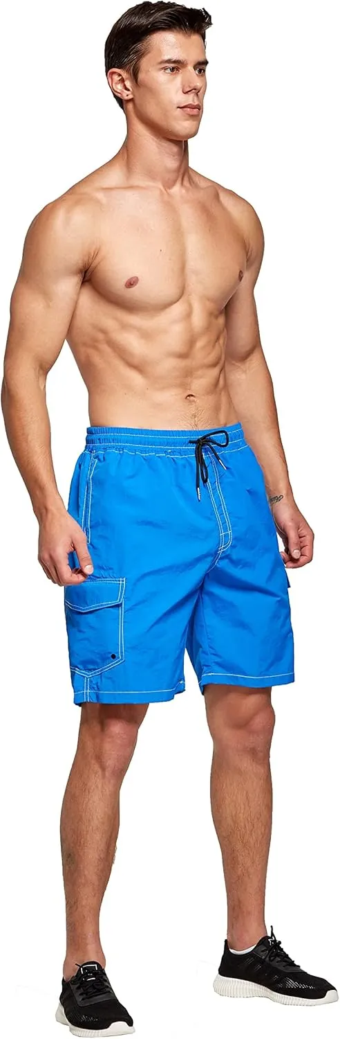 STICKON Mens Swim Trunks Quick Dry Summer Beach Shorts Board Shorts with Pockets