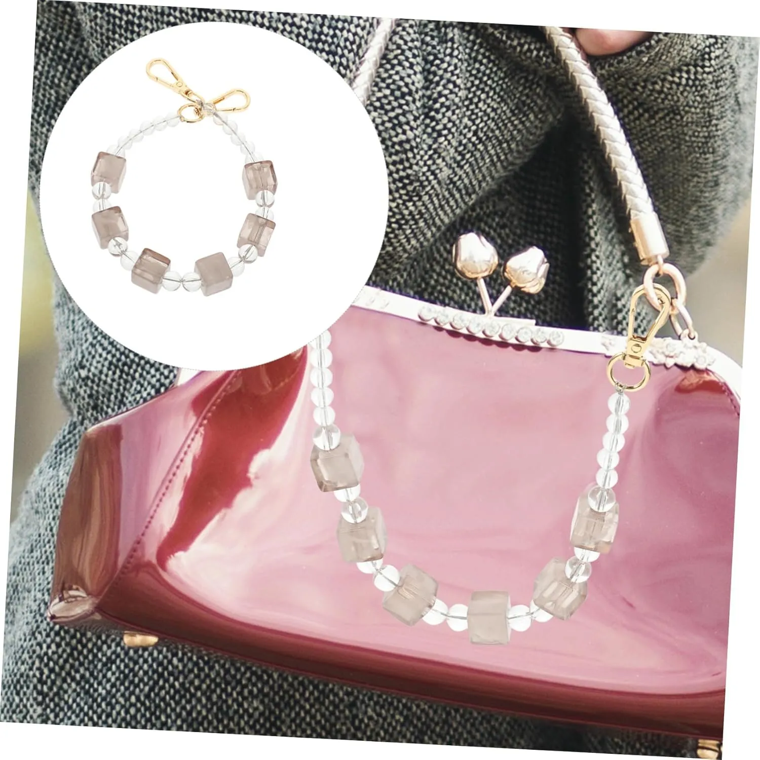 STOBOK Removable Bag Chain Retro Classic Clutch Bag Chain Acrylic Chain Handbag Strap Multi-use Purse