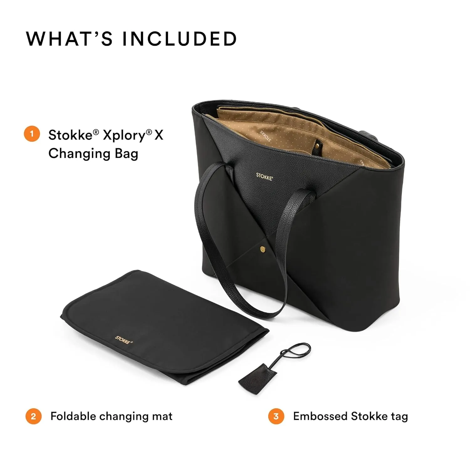 Stokke Xplory X Changing Bag, Signature - Looks Like a Luxury Handbag - Includes Foldable Changing Mat - Water Repellent, Easy to Clean