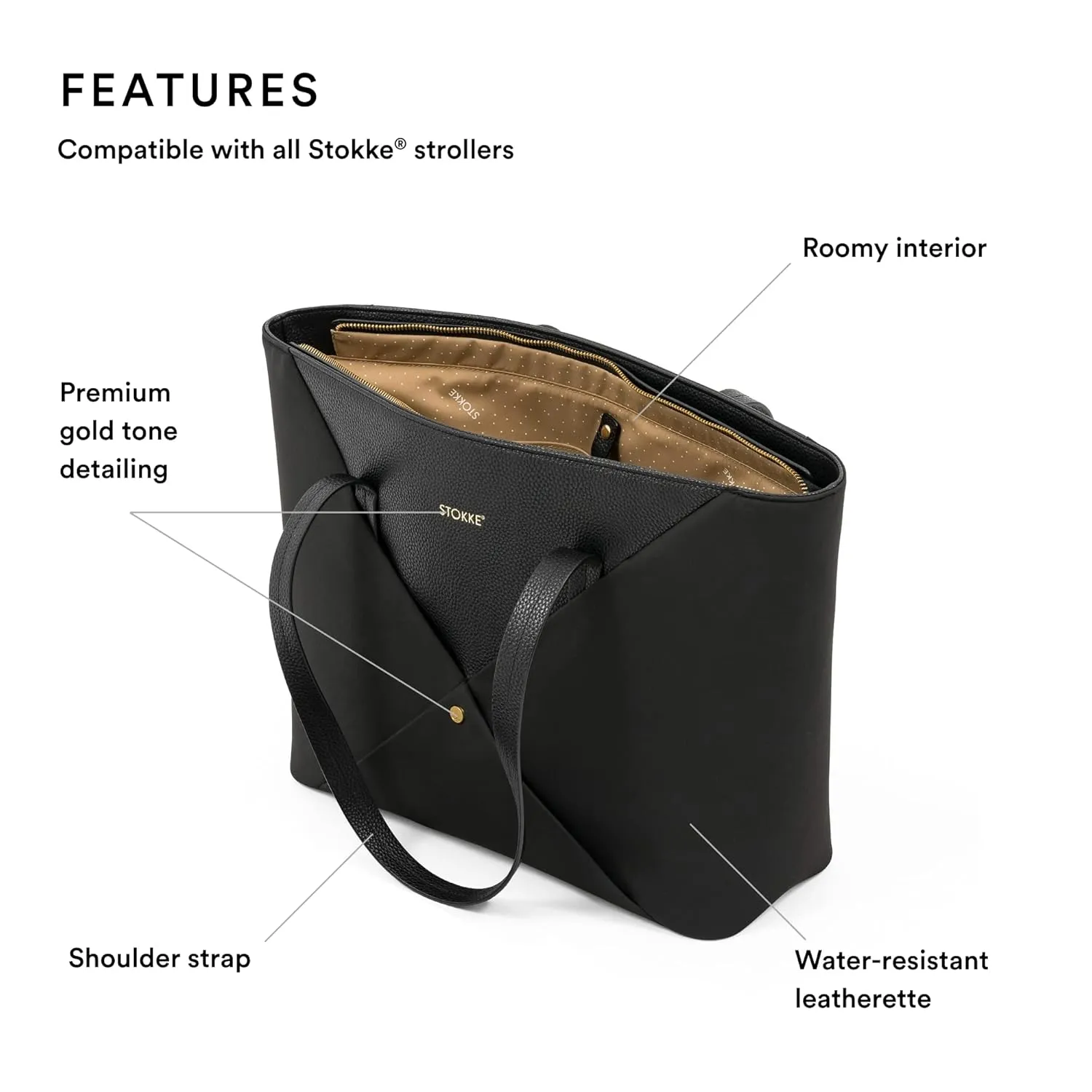 Stokke Xplory X Changing Bag, Signature - Looks Like a Luxury Handbag - Includes Foldable Changing Mat - Water Repellent, Easy to Clean