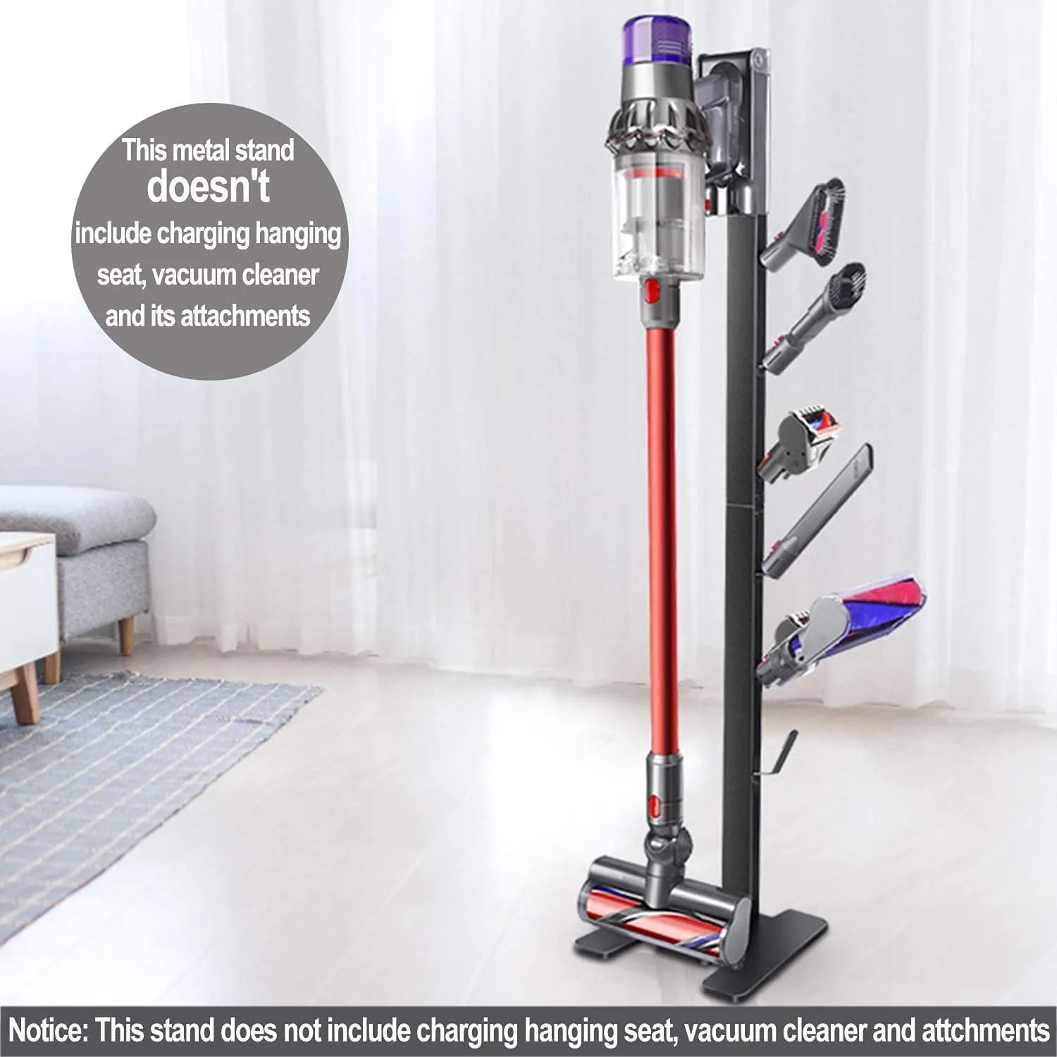 Storage-Stand-Docking-Station-Holder Compatible with V15 V10 V8 V7 V6 Cordless Vacuum Cleaners & Accessories, Stable Metal Bracket Organizer Rack, Brushed Black