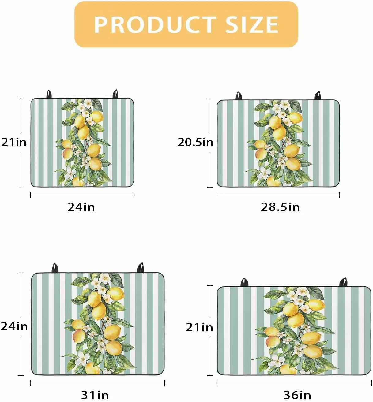 Stove Cover, Stove Top Covers for Electric Stove, Striped Vertical Bar Arrangement Lemon Large Cooktop Cover Protector Heat Foldable Rubber Anti-Slip Mat for Glass Stove Top 31"x24"