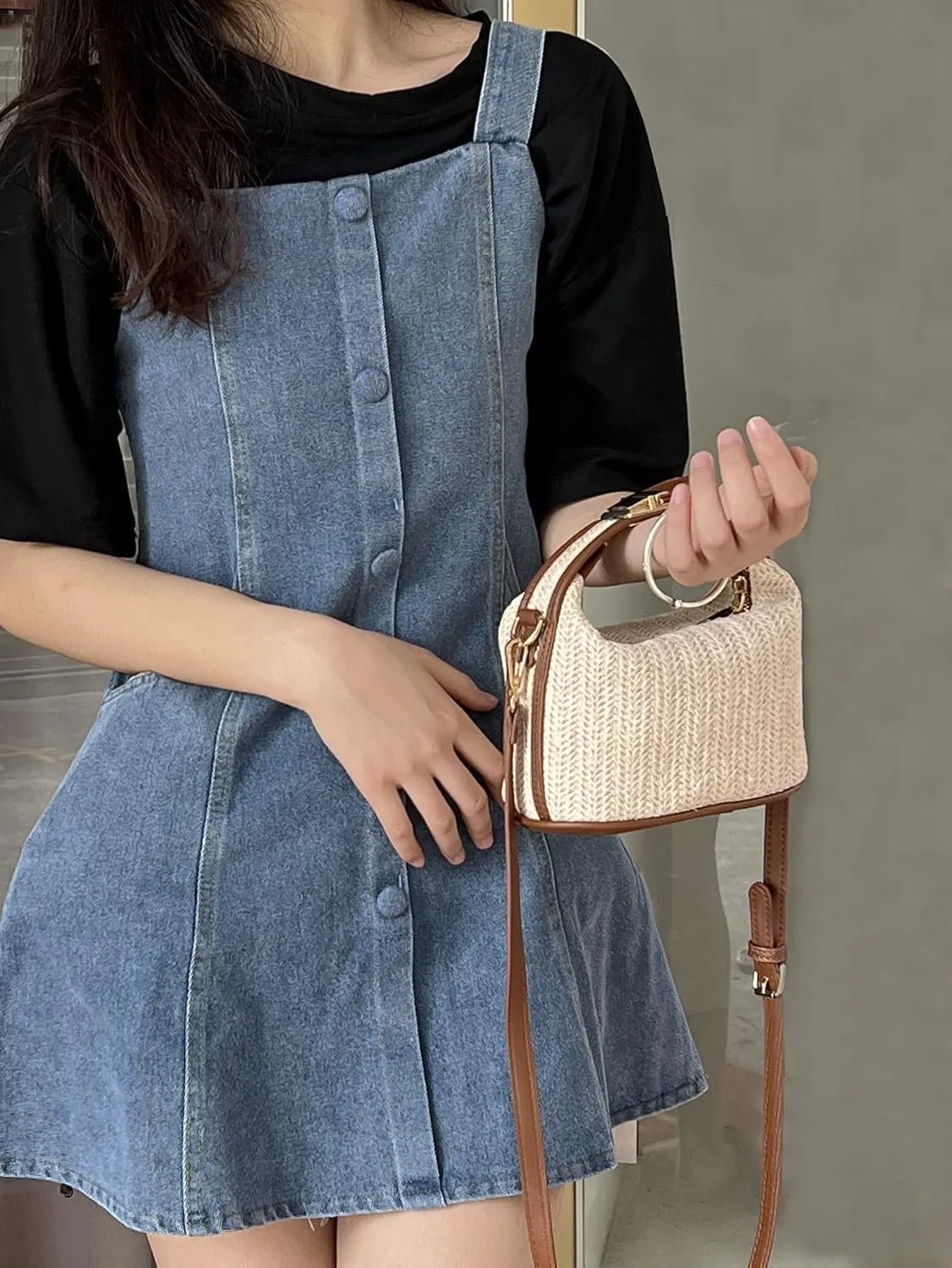 Straw Braided Shoulder Bag,Clutch Straw Bag, Crossbody Bag, Straw Handmade Bag,Woven Purse Summer for Women