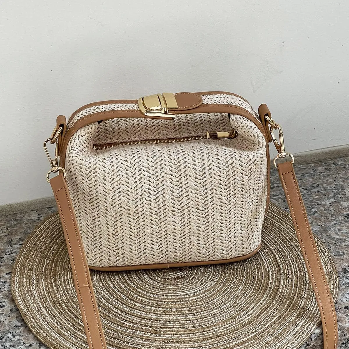 Straw Braided Shoulder Bag,Clutch Straw Bag, Crossbody Bag, Straw Handmade Bag,Woven Purse Summer for Women