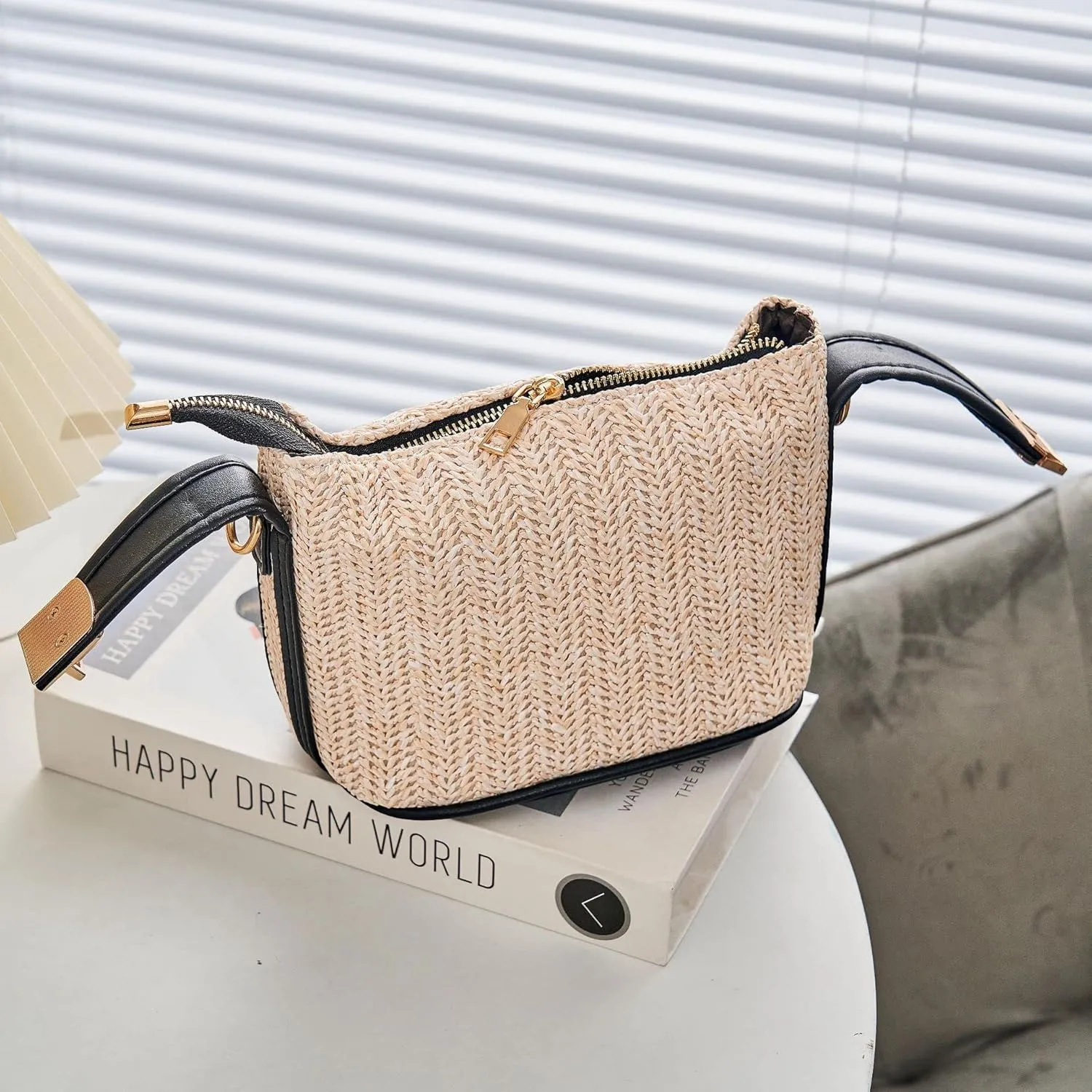 Straw Braided Shoulder Bag,Clutch Straw Bag, Crossbody Bag, Straw Handmade Bag,Woven Purse Summer for Women