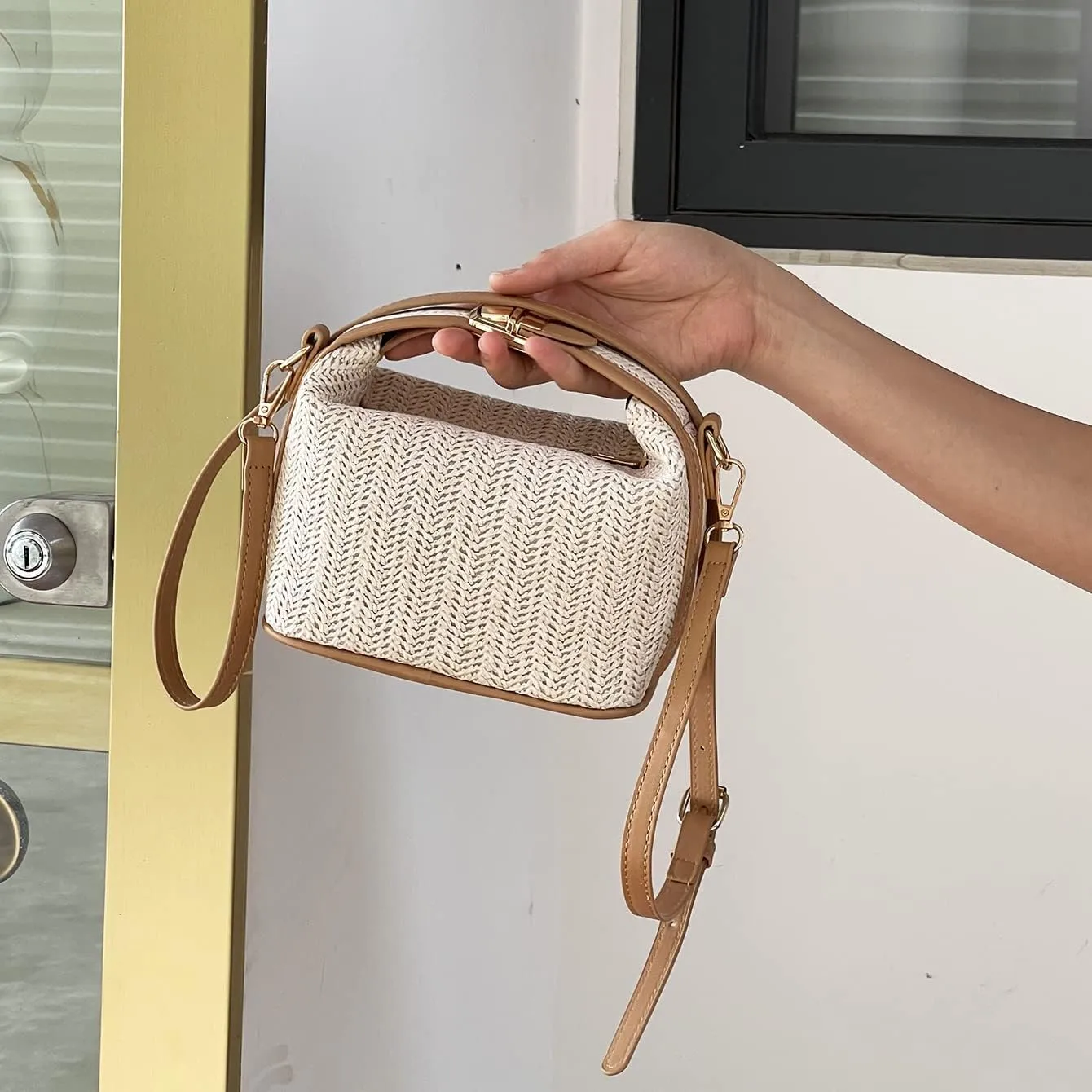 Straw Braided Shoulder Bag,Clutch Straw Bag, Crossbody Bag, Straw Handmade Bag,Woven Purse Summer for Women