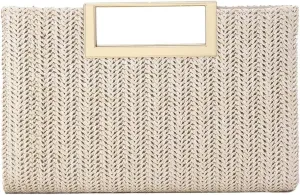 Straw Clutch for Women Summer Clutch Top Handle Straw Evening Bag Raffia Crossbody Purses Woven Beach Clutch