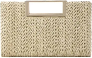 Straw Clutch for Women Summer Clutch Top Handle Straw Evening Bag Raffia Crossbody Purses Woven Beach Clutch