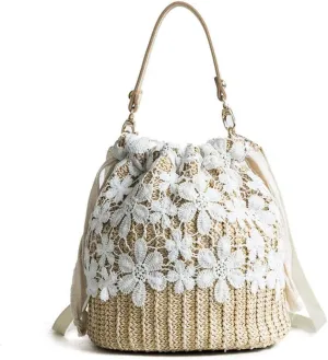 Straw Crossbody Bag, Women Beach Shoulder Summer Top Handle Crossbody Round Purse Ladies Woven Fashion Crochet