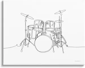 Stupell Industries Drum Kit Musician Line Doodle Canvas Wall Art, Design by Kamdon Kreations