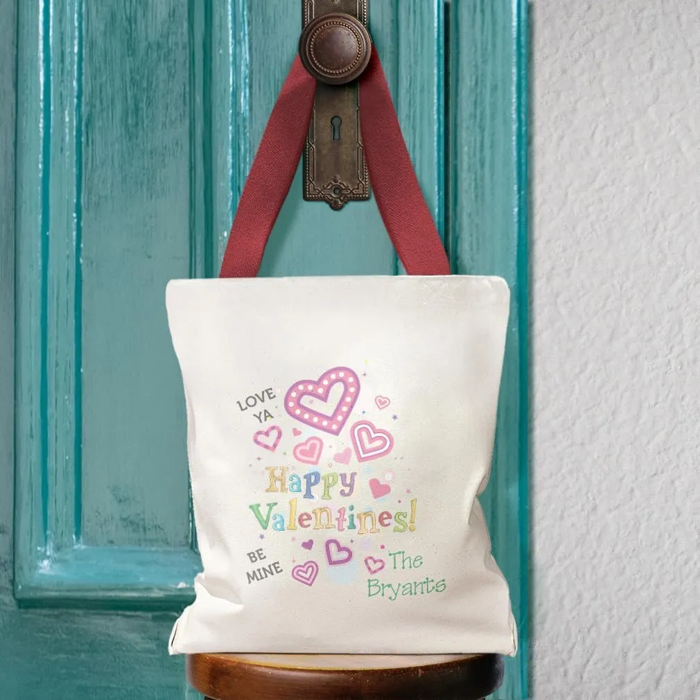Style In Print Canvas Tote Reusable Shopping Bag Love Ya. Happy Valentines! Be Mine. Valentines Day