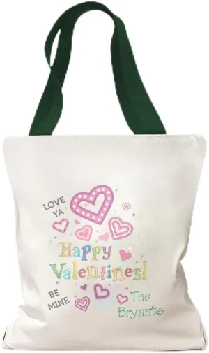 Style In Print Canvas Tote Reusable Shopping Bag Love Ya. Happy Valentines! Be Mine. Valentines Day