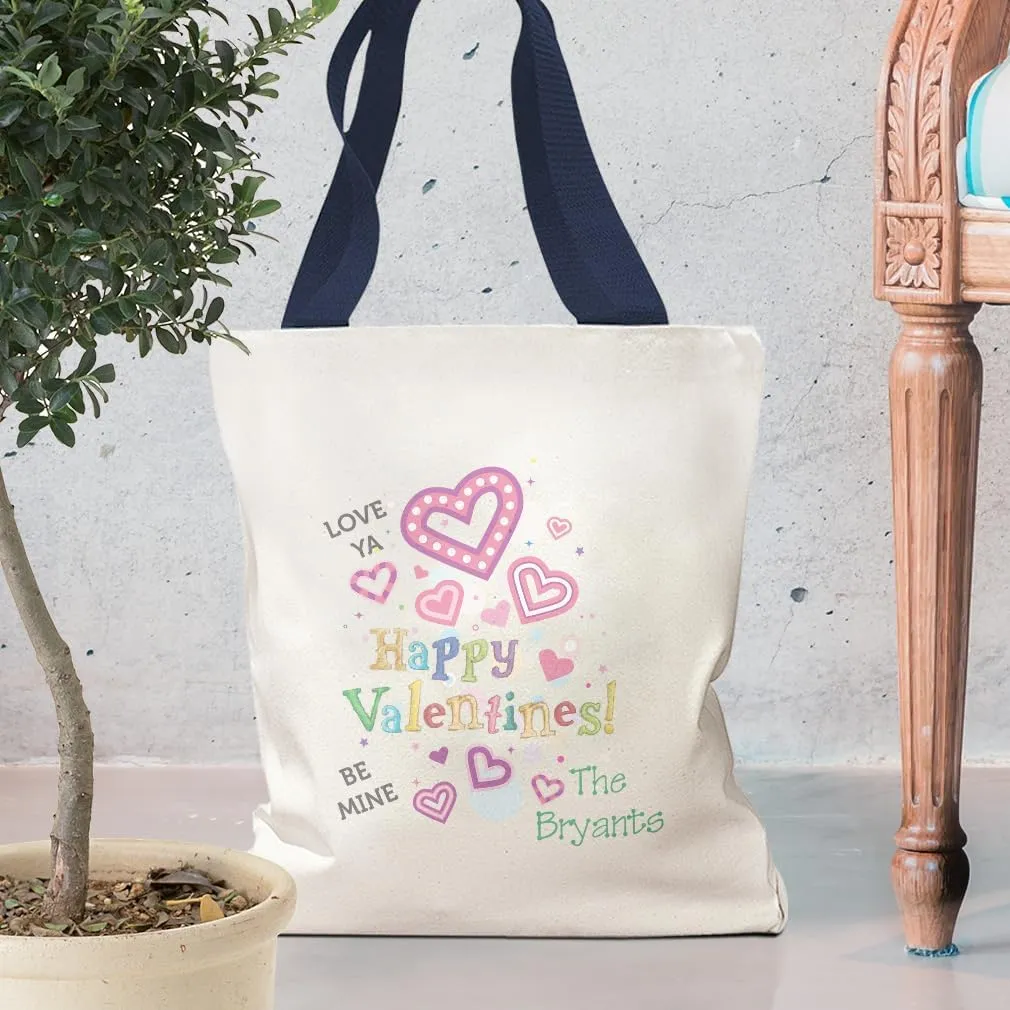 Style In Print Canvas Tote Reusable Shopping Bag Love Ya. Happy Valentines! Be Mine. Valentines Day