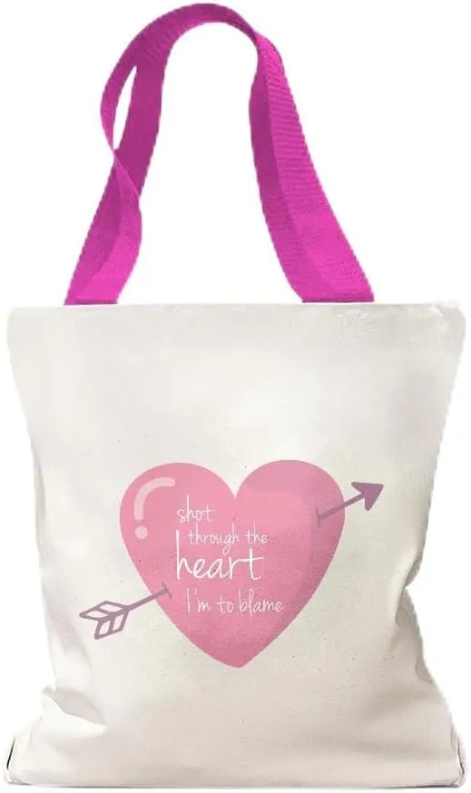 Style In Print Canvas Tote Reusable Shopping Bag Shot Through The Heart I'M to Blame Beach Bags for Women