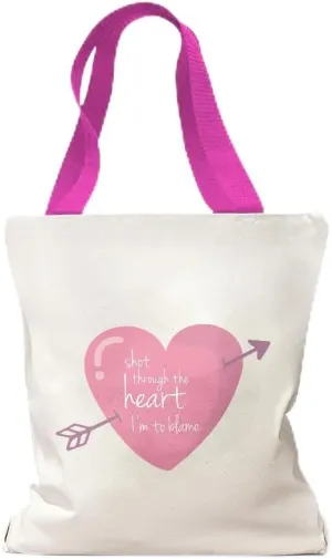 Style In Print Canvas Tote Reusable Shopping Bag Shot Through The Heart I'M to Blame Beach Bags for Women