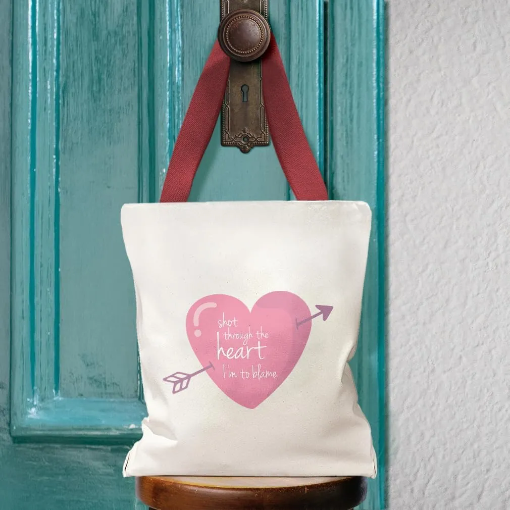 Style In Print Canvas Tote Reusable Shopping Bag Shot Through The Heart I'M to Blame Beach Bags for Women