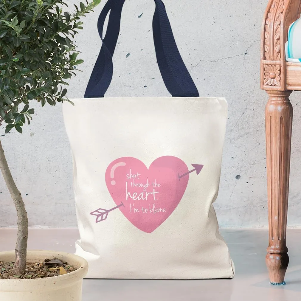 Style In Print Canvas Tote Reusable Shopping Bag Shot Through The Heart I'M to Blame Beach Bags for Women