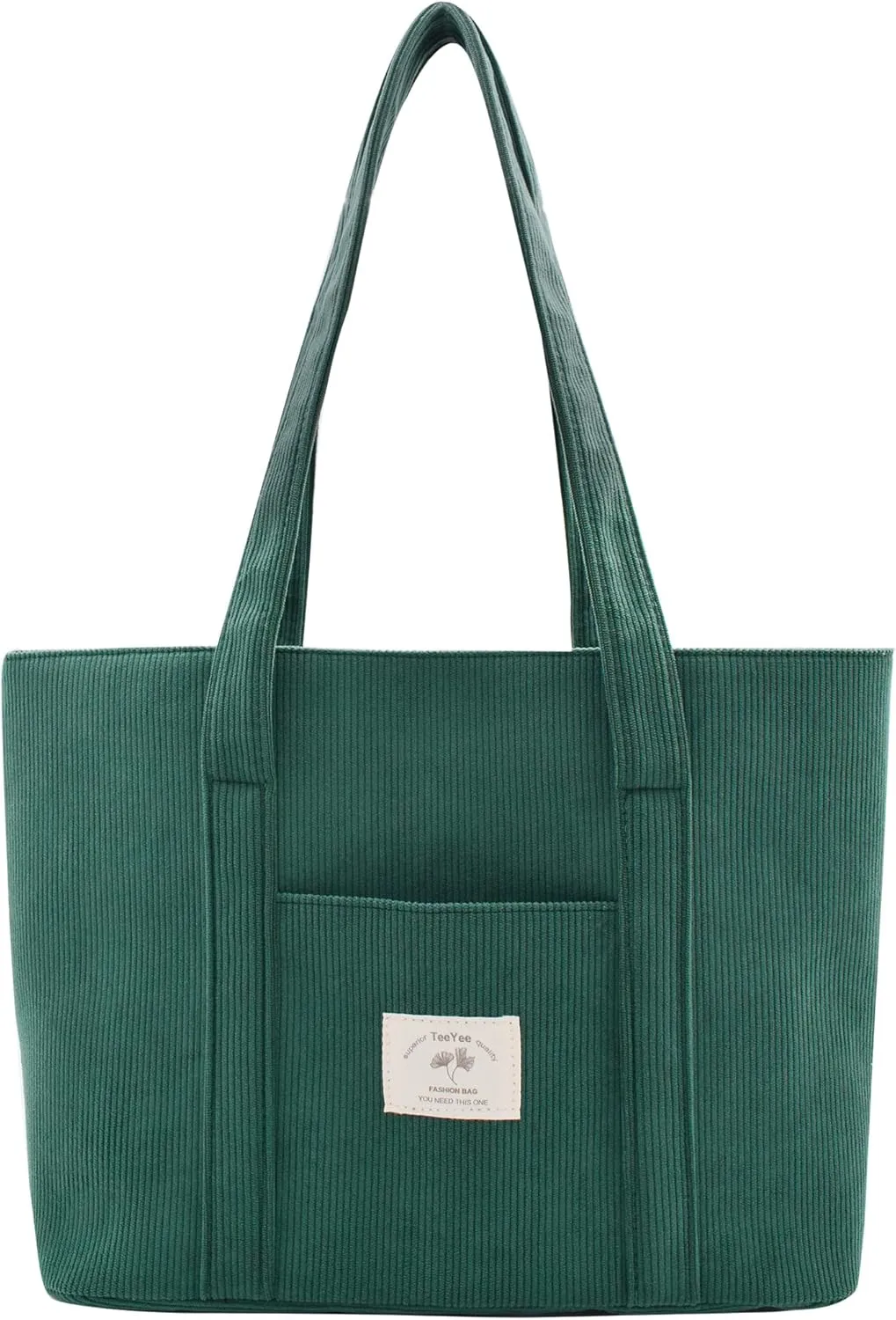 Stylish Corduroy Tote Bag for Women Large Zippered Shoulder Bag with Pockets Multipurpose Travel, Gym, Work & Beach Tote