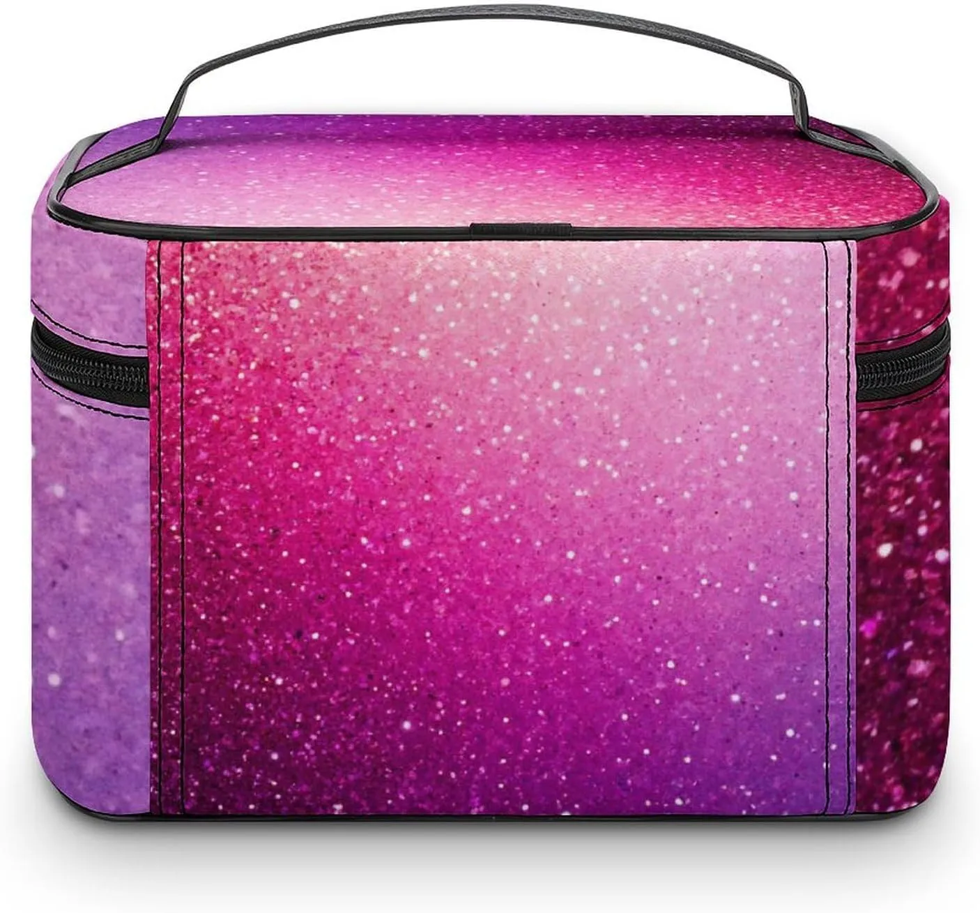 Stylish Cosmetic Bag for Women, Travel Toiletry Storage Bag with with Zipper Pouch Pink Glitter Pattern Makeup Organizer Case