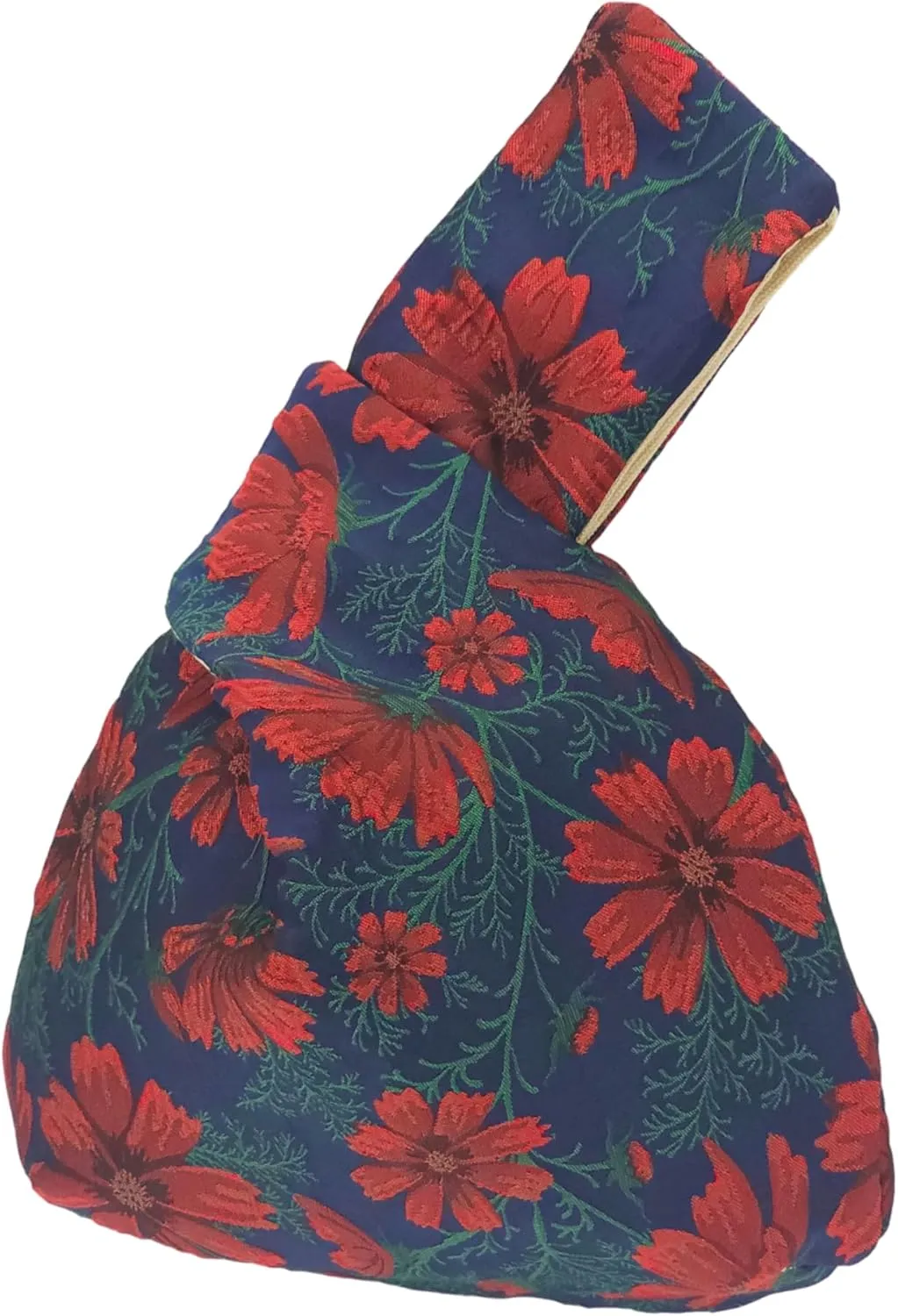 Stylish Cotton Japanese Pattern Wrist Bag Sleeve Knot Pouch Portable Canvas Tote Purse for Female, Women