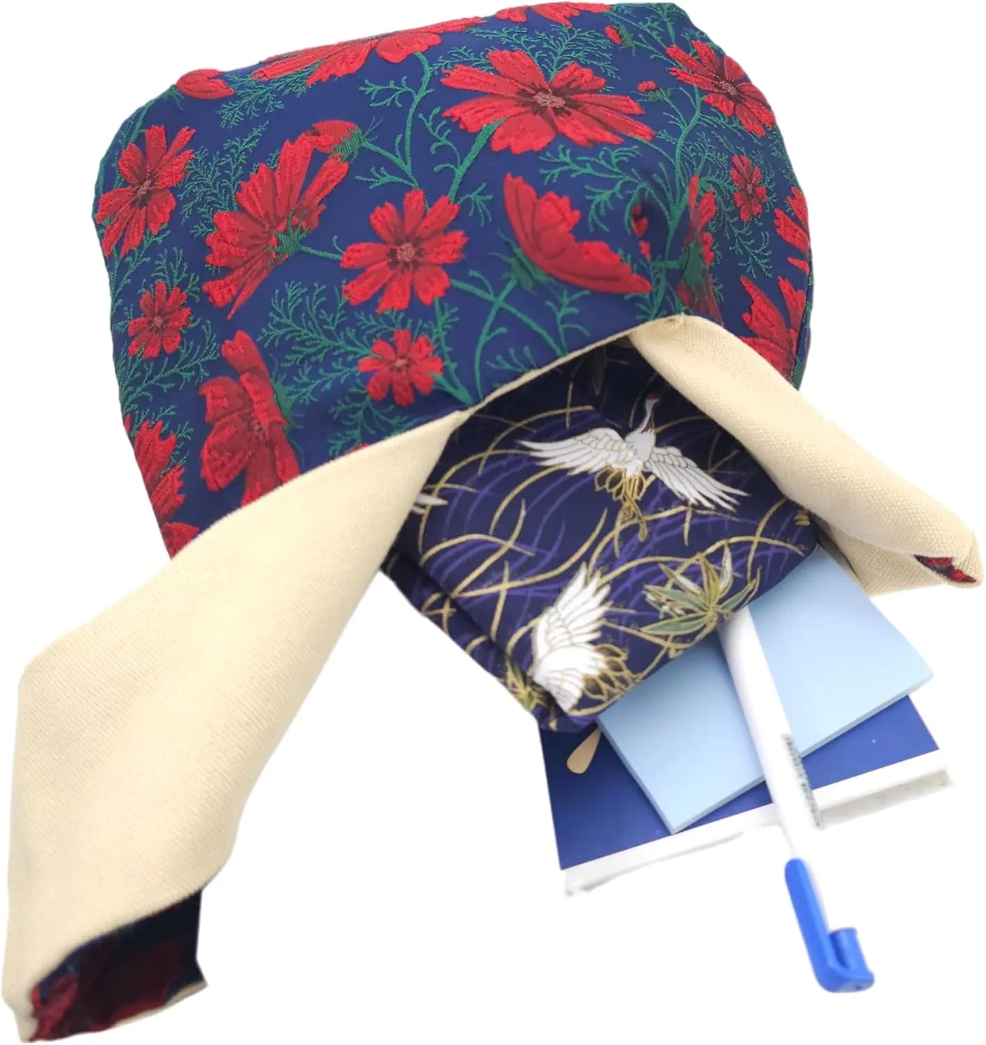 Stylish Cotton Japanese Pattern Wrist Bag Sleeve Knot Pouch Portable Canvas Tote Purse for Female, Women
