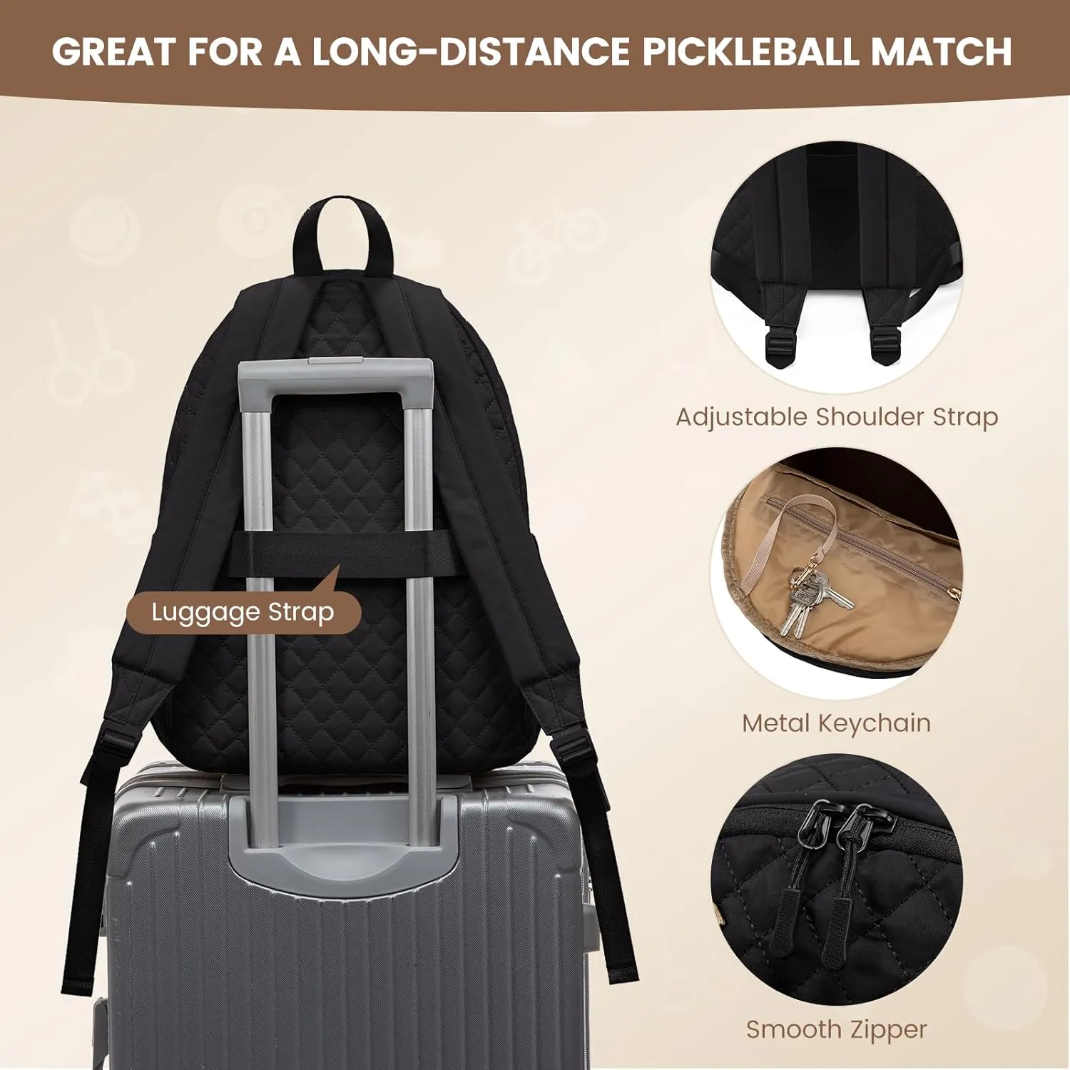 Sucipi Tennis Bags for Women, Quilted Tennis Racket Bag Backpack for Tennis Racquet, Pickleball Paddles, Badminton