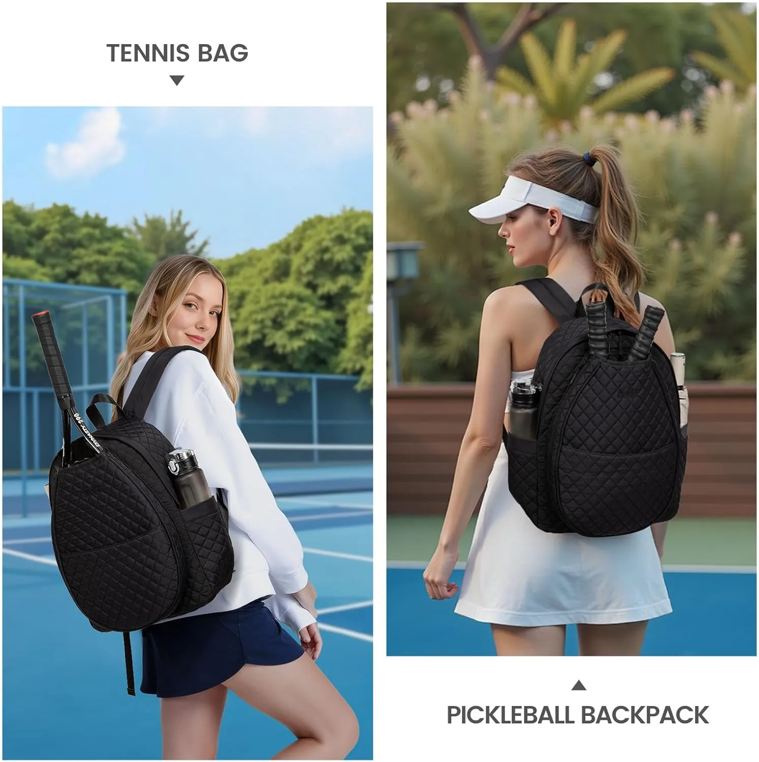 Sucipi Tennis Bags for Women, Quilted Tennis Racket Bag Backpack for Tennis Racquet, Pickleball Paddles, Badminton