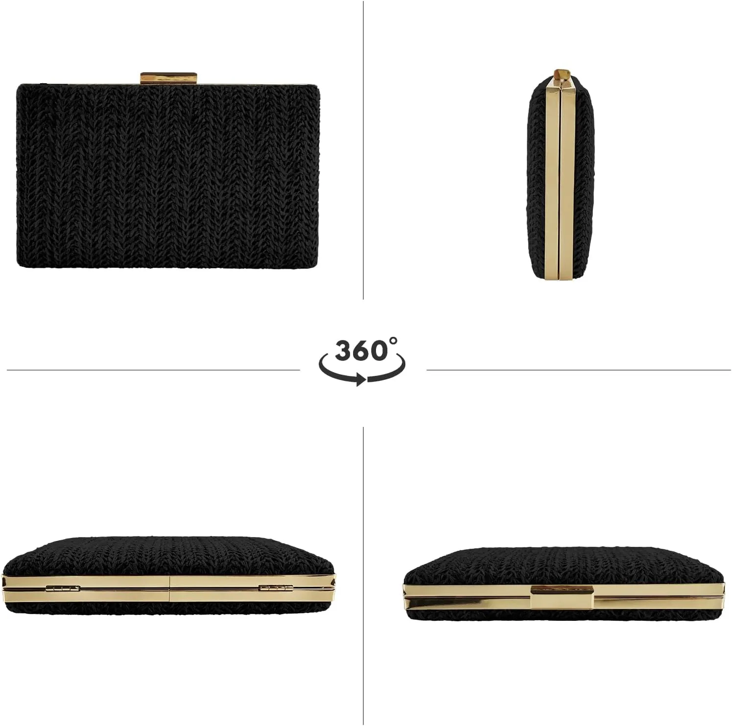 Summer Straw Clutch Purses for Women, Raffia Woven Crossbody Handbags, Evening Bag for Party Wedding