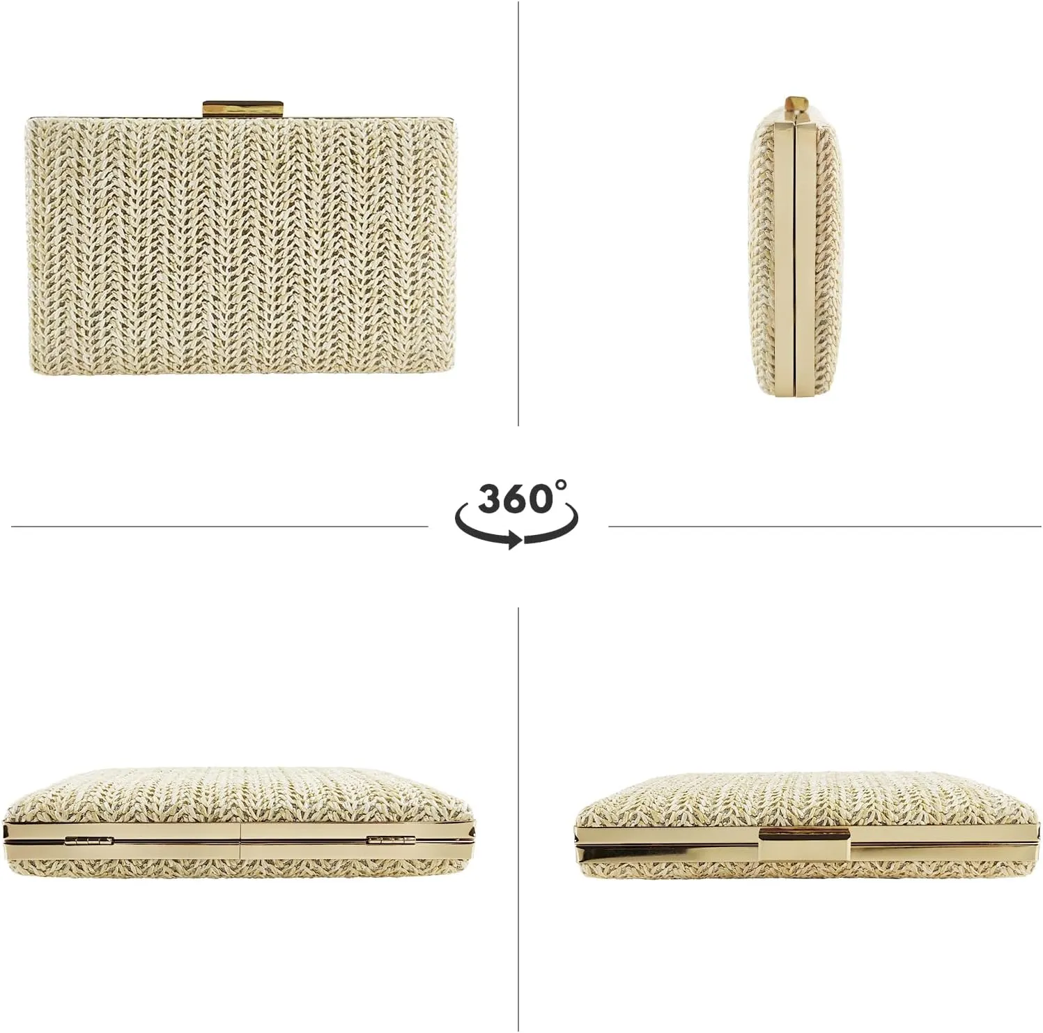 Summer Straw Clutch Purses for Women, Raffia Woven Crossbody Handbags, Evening Bag for Party Wedding