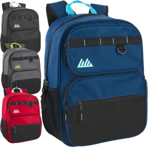 Summit Ridge (24 Pack) Wholesale 18 Inch Heavy Duty Multipocket Backpacks in Bulk for Homeless, Sports, Travel