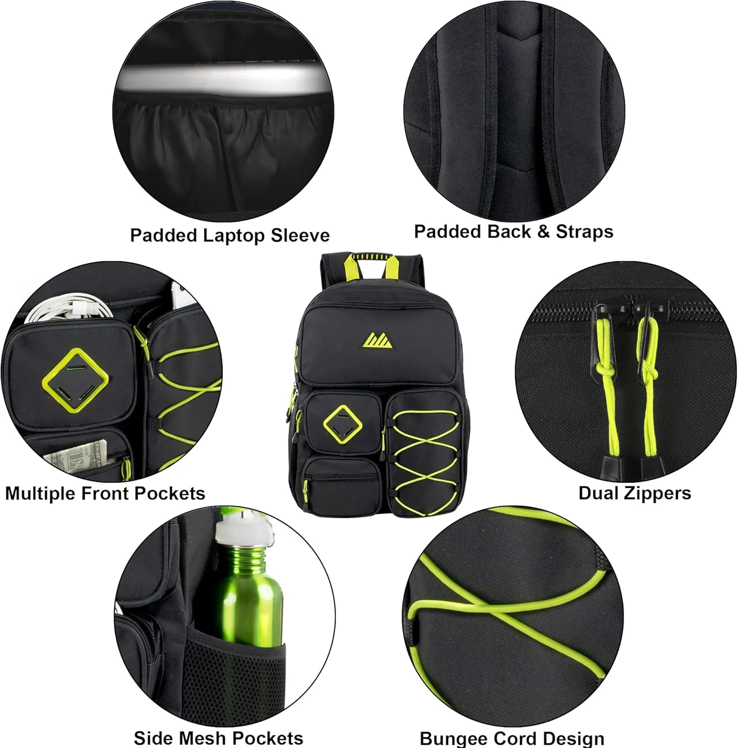 Summit Ridge (24 Pack) Wholesale 18 Inch Heavy Duty Multipocket Backpacks in Bulk for Homeless, Sports, Travel
