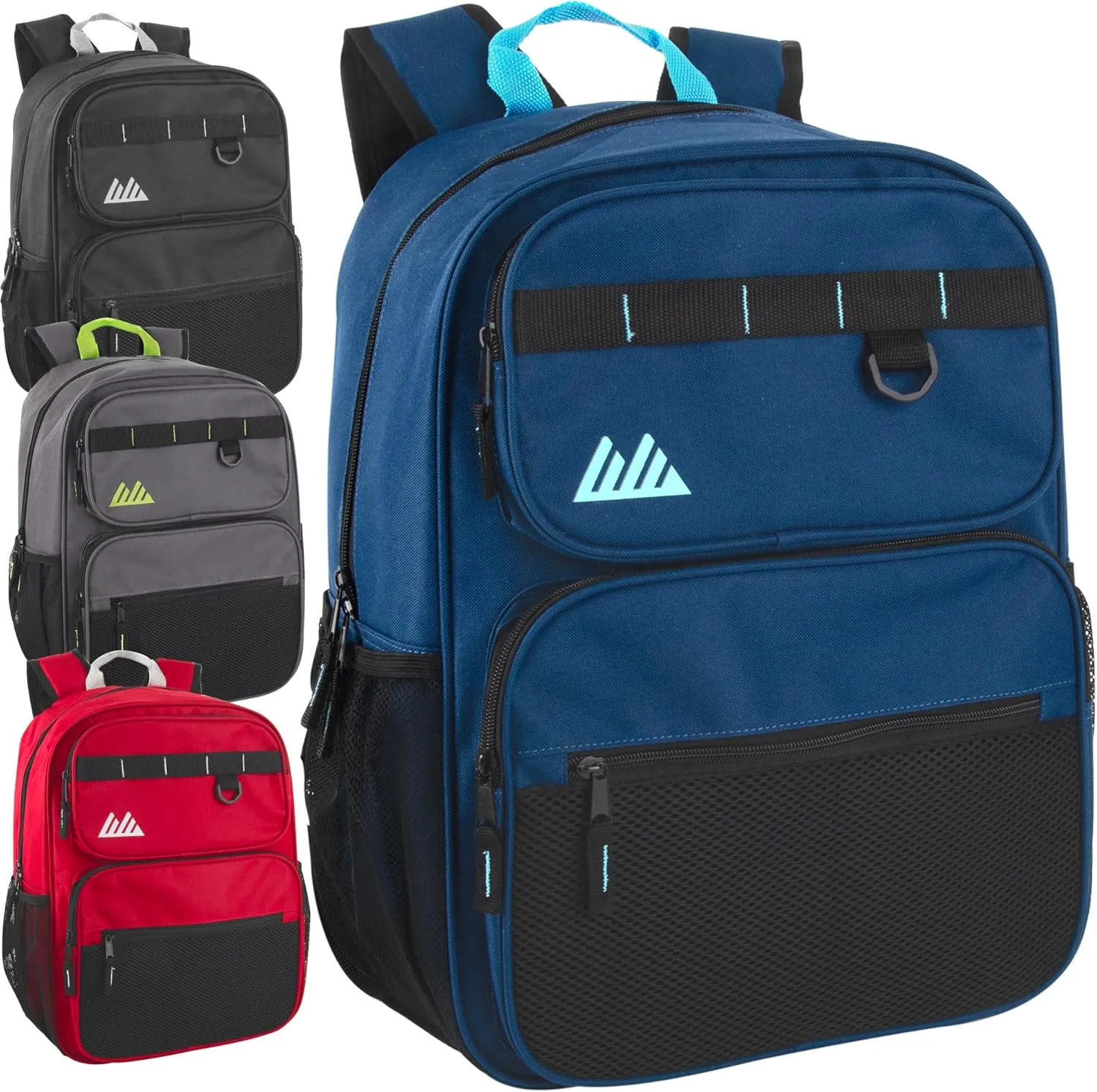 Summit Ridge (24 Pack) Wholesale 18 Inch Heavy Duty Multipocket Backpacks in Bulk for Homeless, Sports, Travel