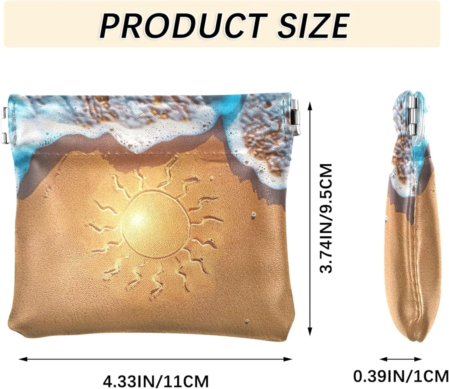 Sun Sand Exotic Summer Beach Coin Purse for Women Leather Animal Squeeze Girls Small Change Purse