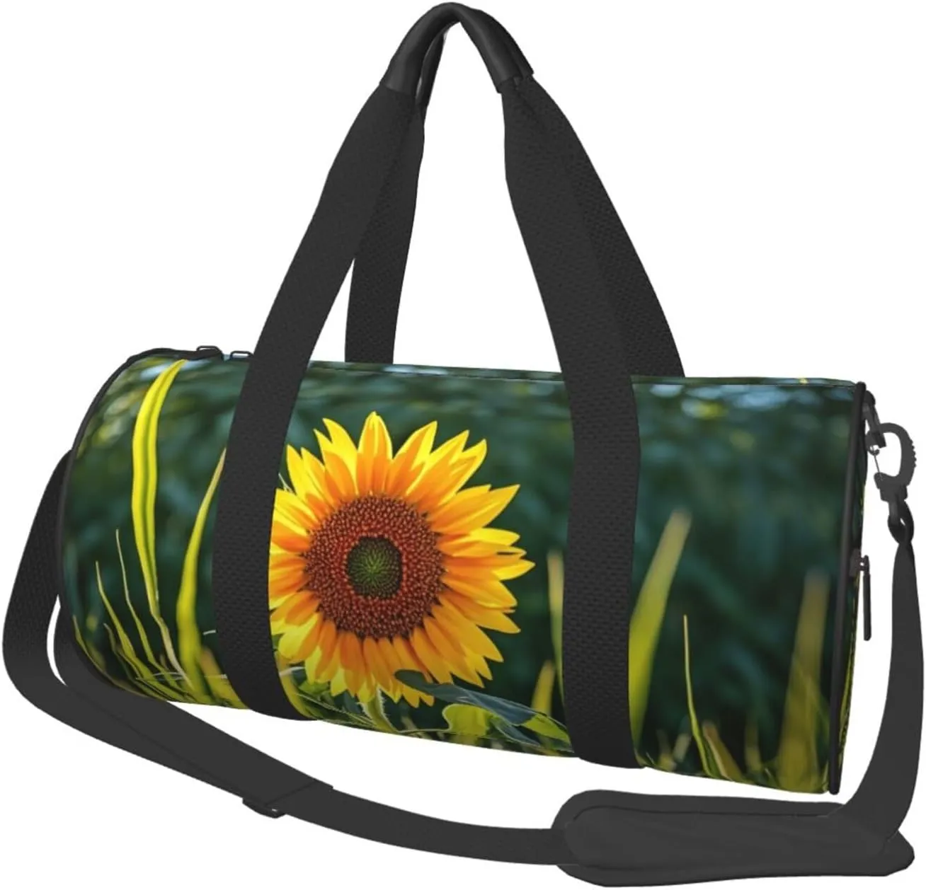 Sunflower. Print Round Large Capacity Travel Luggage Bags,Men's and Women's Hand-Held Travel Clothing Bags